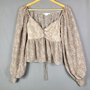 Wisteria Lane LA Floral Puff Sleeve Top Fairy Woodland Boho Cottagecore Size S